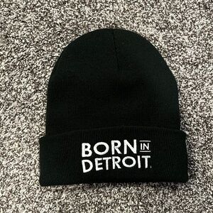 Born in Detroit Black Knit Beanie